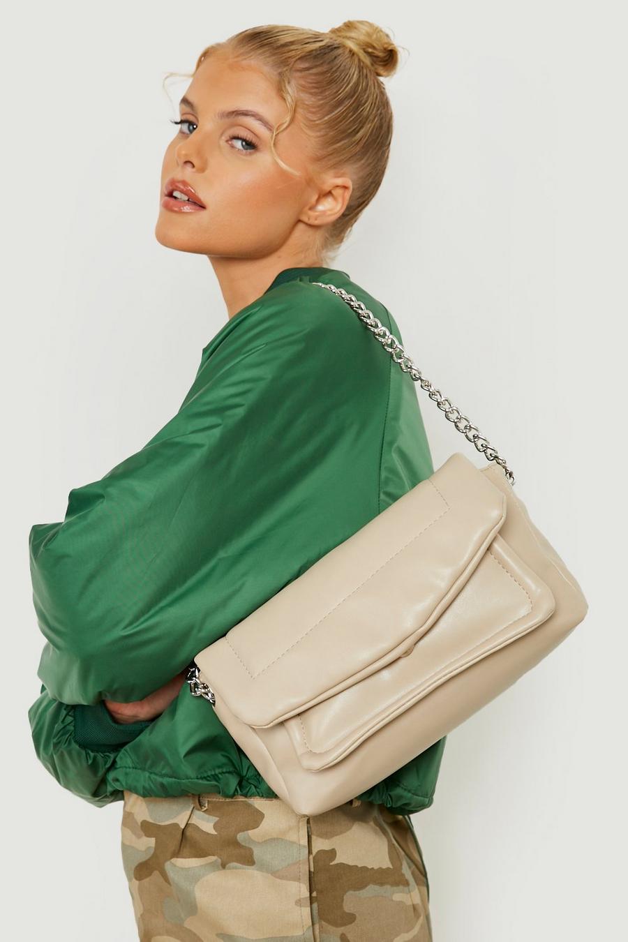Cream vit Soft Double Pocket Shoulder Bag