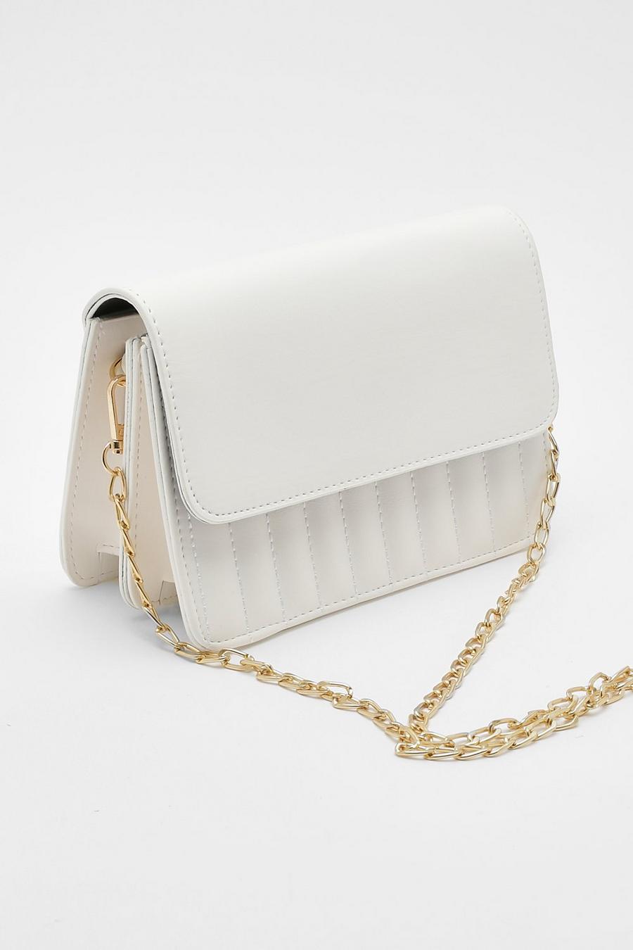 White Rib Chain Cross Body Bag image number 1