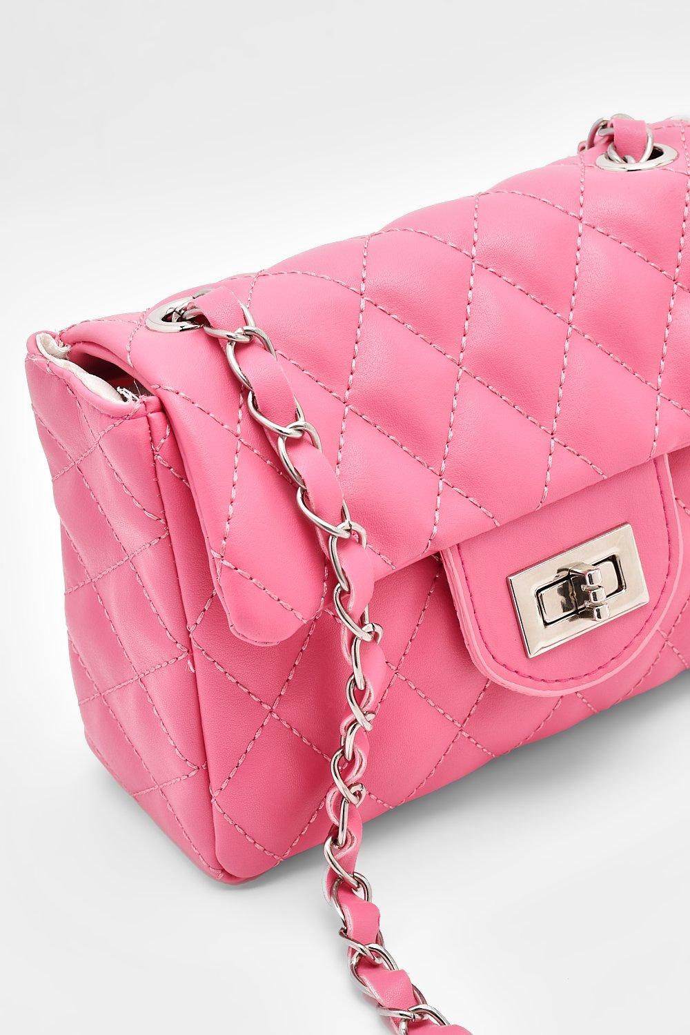 BORSETTA ROSA TRACOLLA catena donna borsa piccola trapuntata ragazza  passeggio EUR 20,99 - PicClick IT