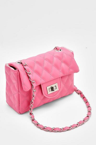 boohoo pink Quilted Chain Cross Body Bag