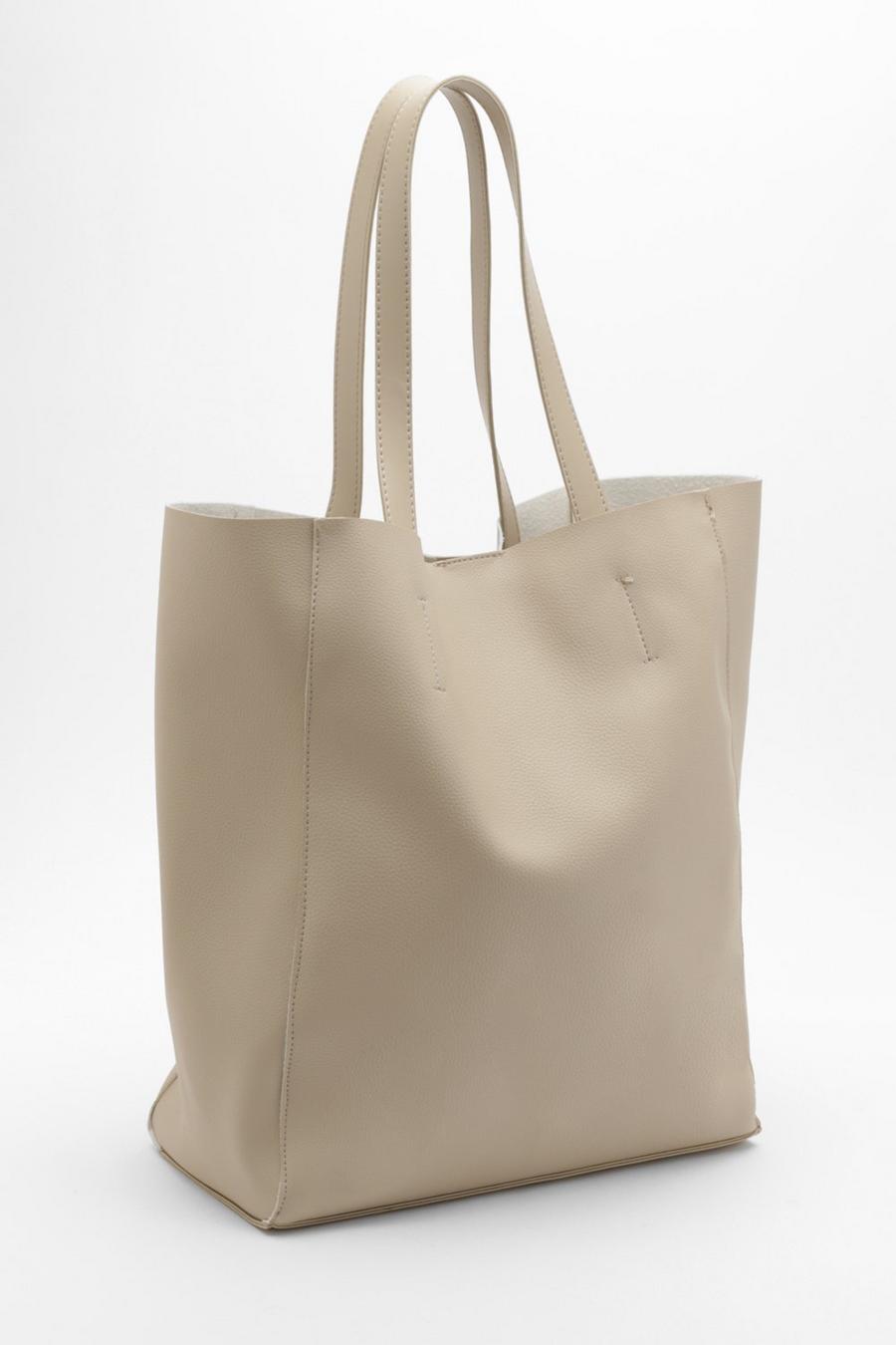 Mocha beige Textured Pu Tote Bag