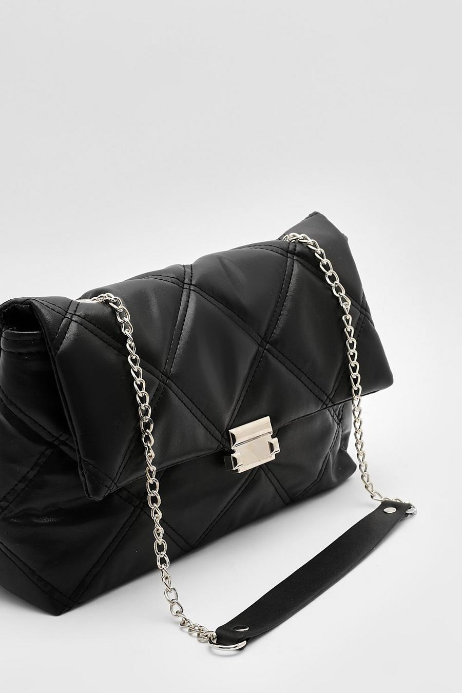 Black Large Quilted Cross Body Bag image number 1