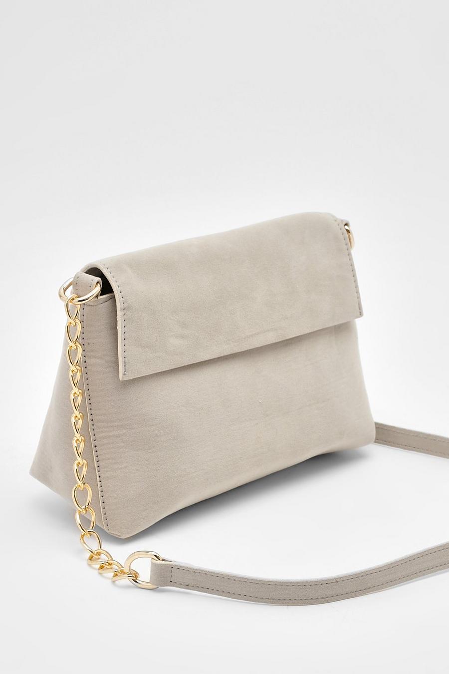 Grey Faux Suede Chain Cross Body Bag image number 1