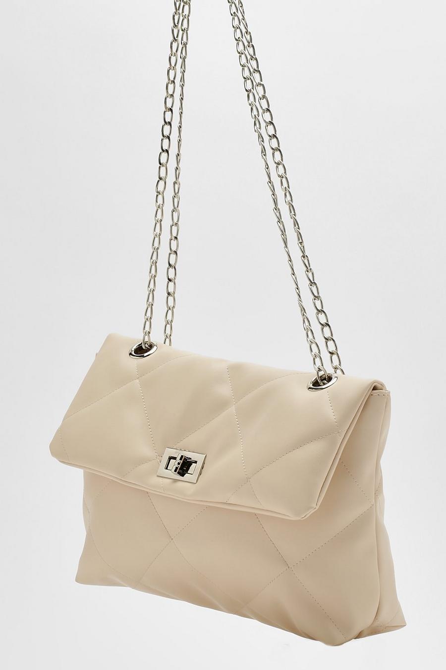 Cream Quilted Cross Body Bag image number 1