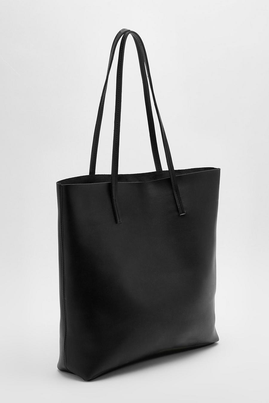 Black Basic Shopper Tote Bag image number 1