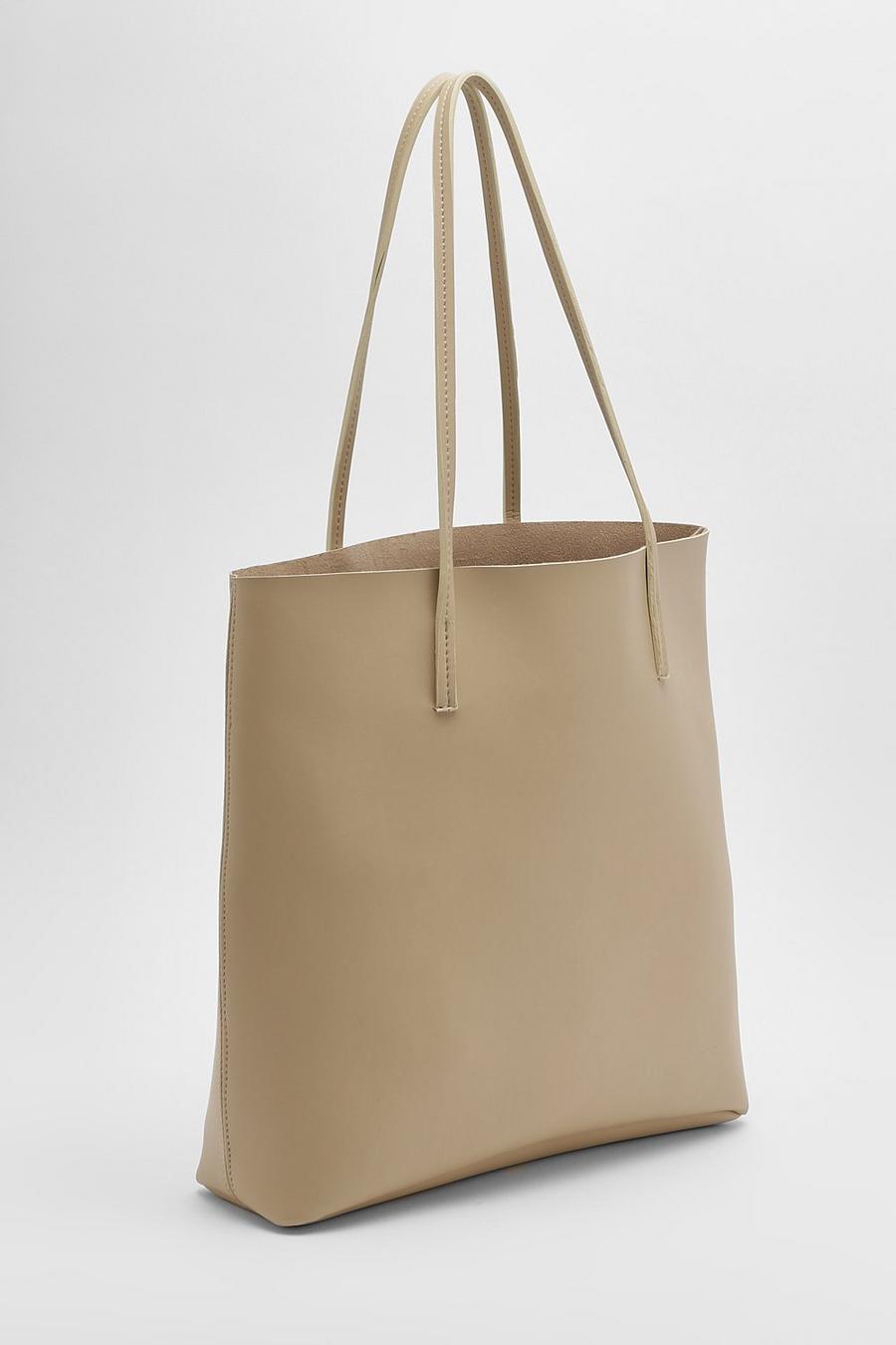 Cream white Basic Shopper Tote Bag