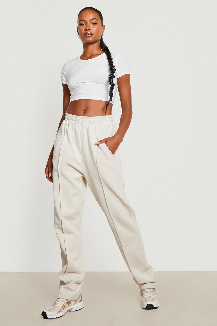 Stone beis Tall Piping Detail Slouchy Wide Leg Jogger