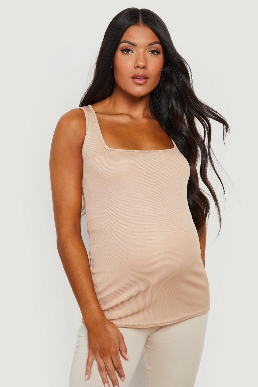 Stone Maternity Rib Square Neck Tank Top image number 1