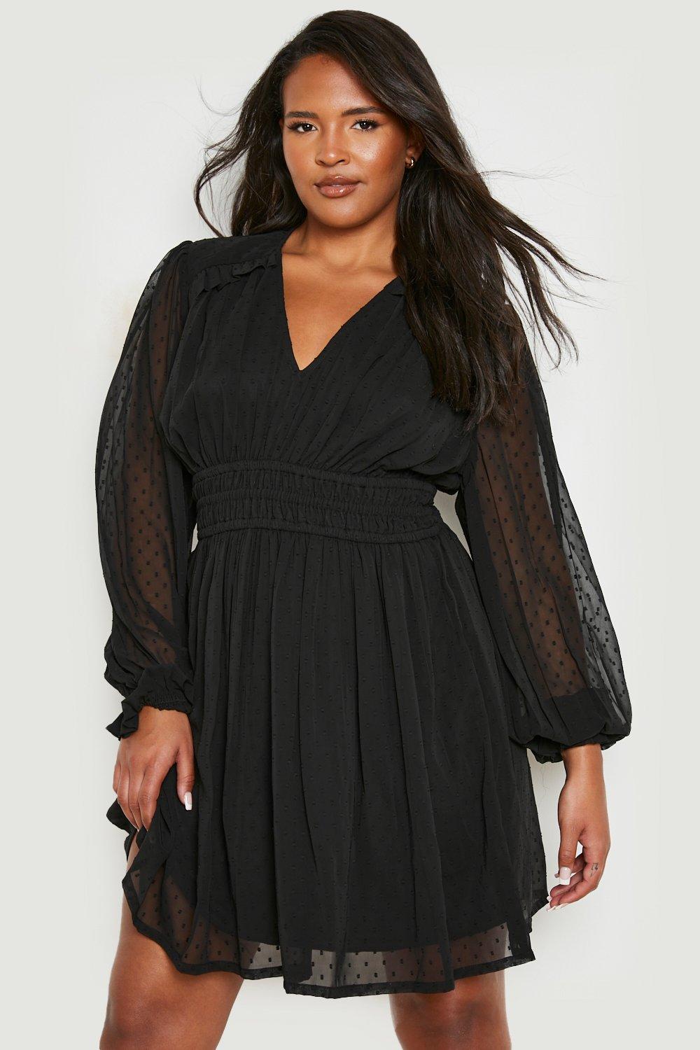 Long sleeve skater dress plus size hotsell