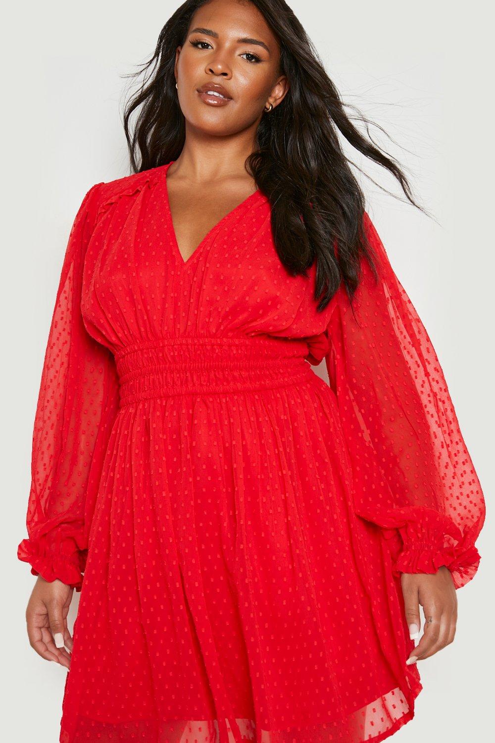 Bell sleeve dress plus size online