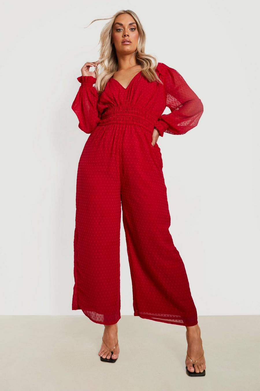 Berry Plus Dobby Wide Leg Jumpsuit  image number 1