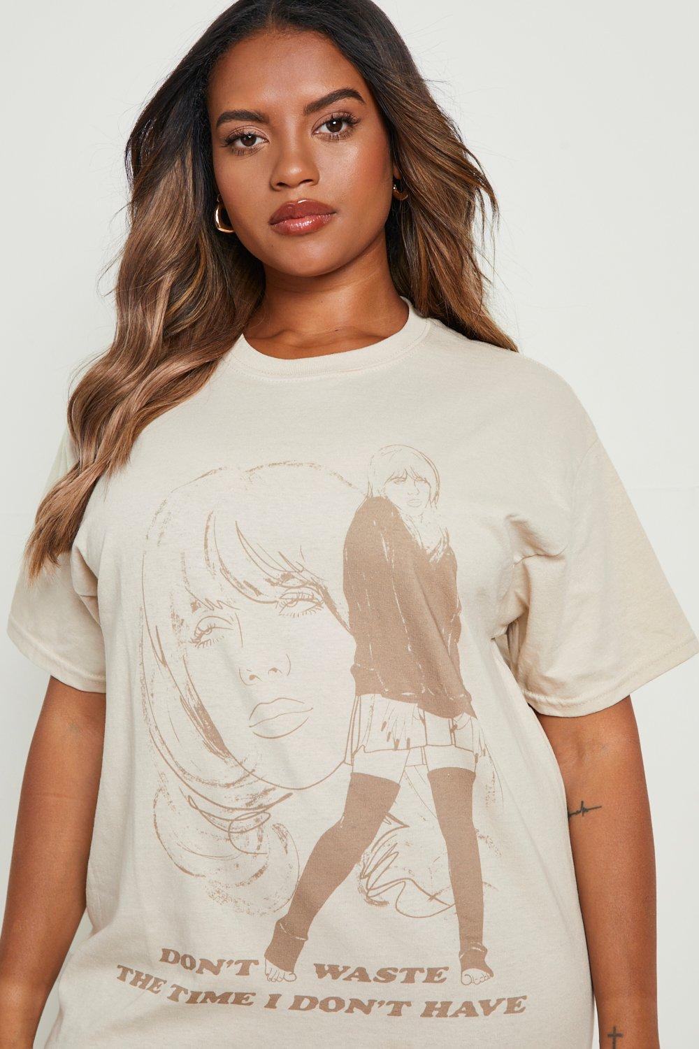 Plus T Shirt mit lizenziertem Billie Eilish Print