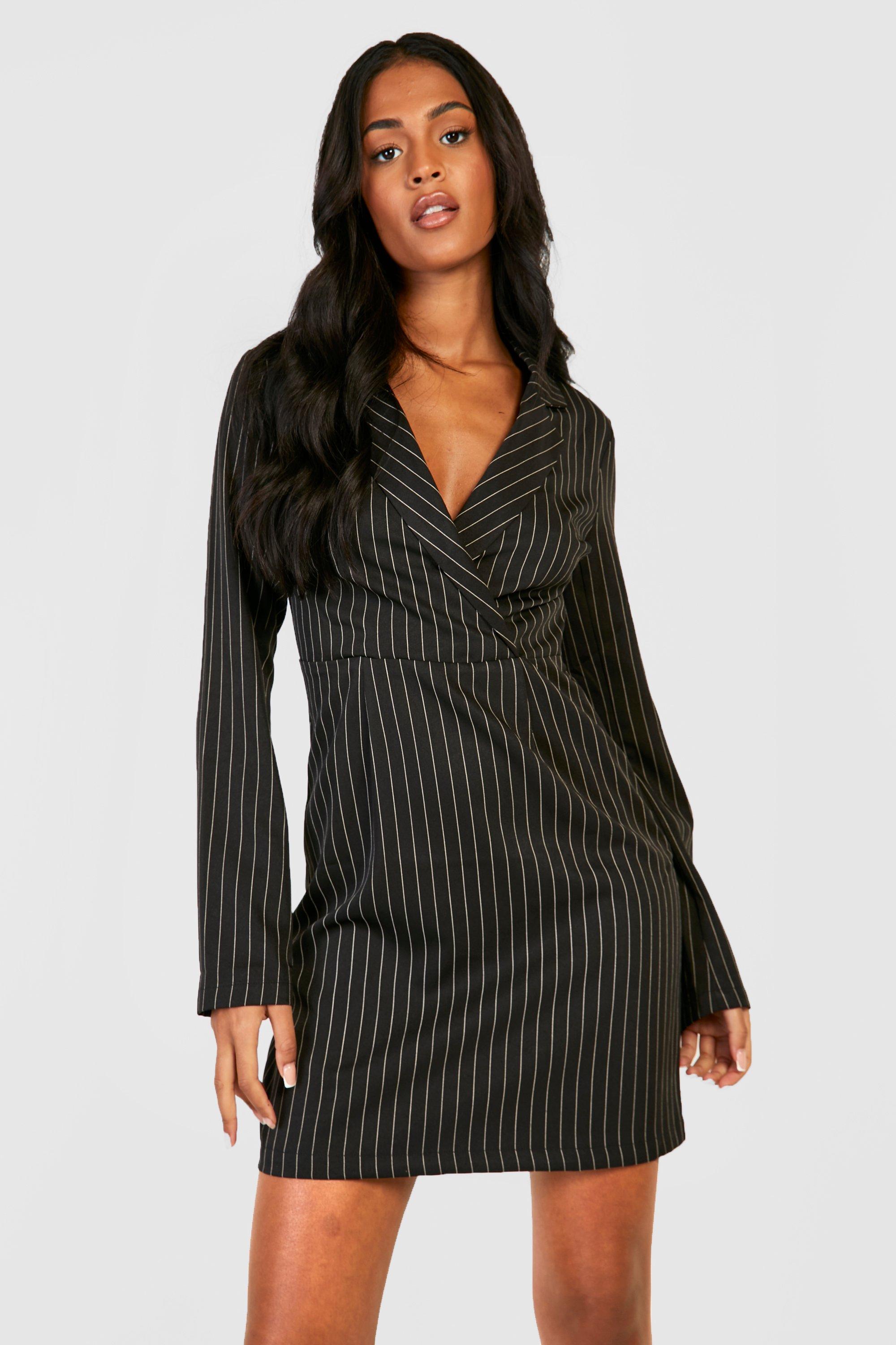 boohoo pinstripe dress