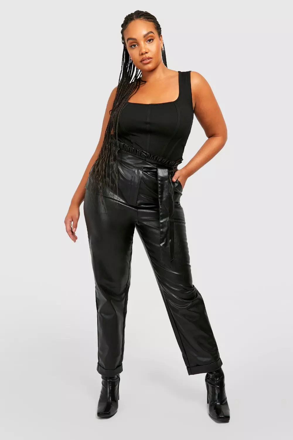 Plus size on sale leather look trousers