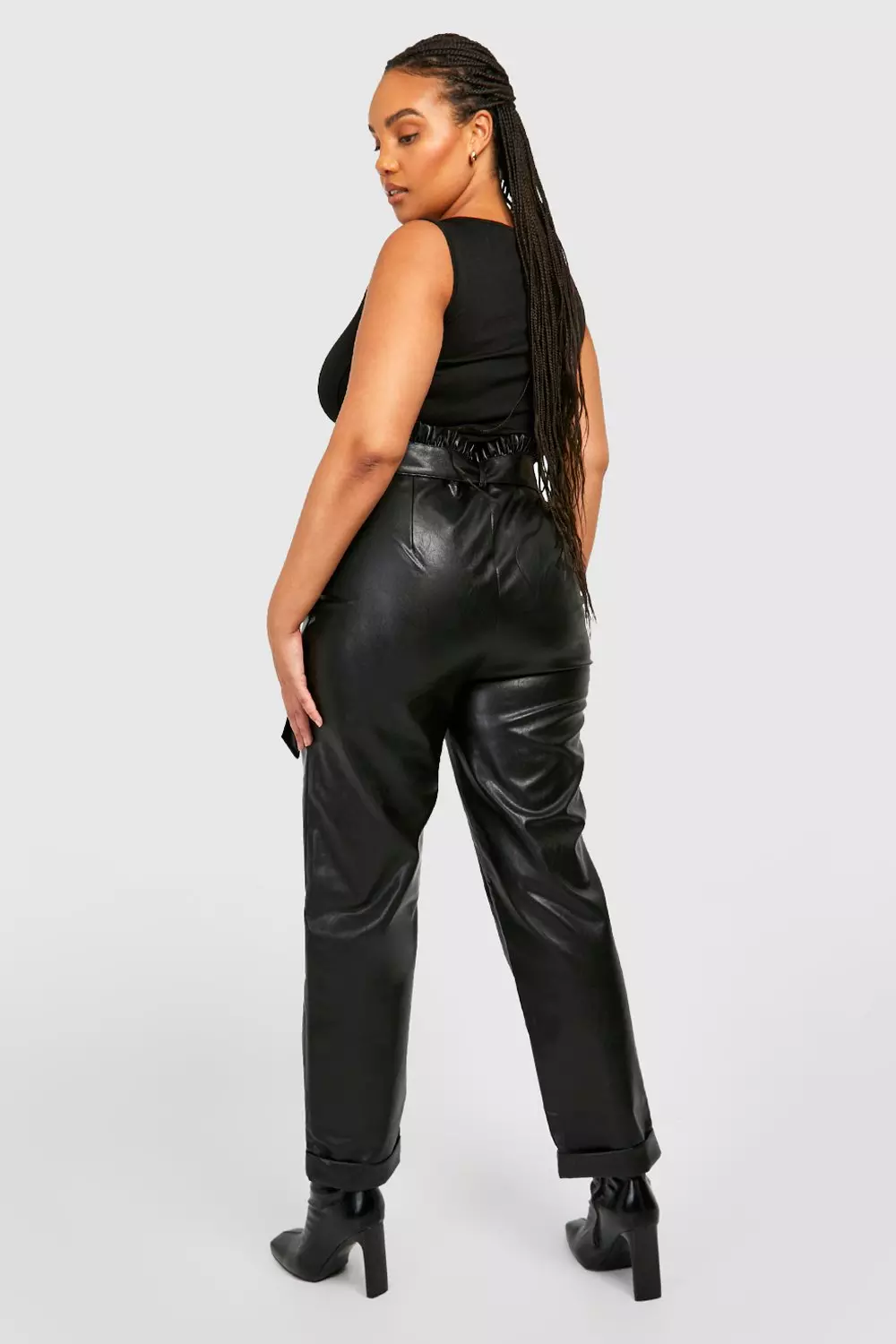 Paperbag leather best sale look trousers