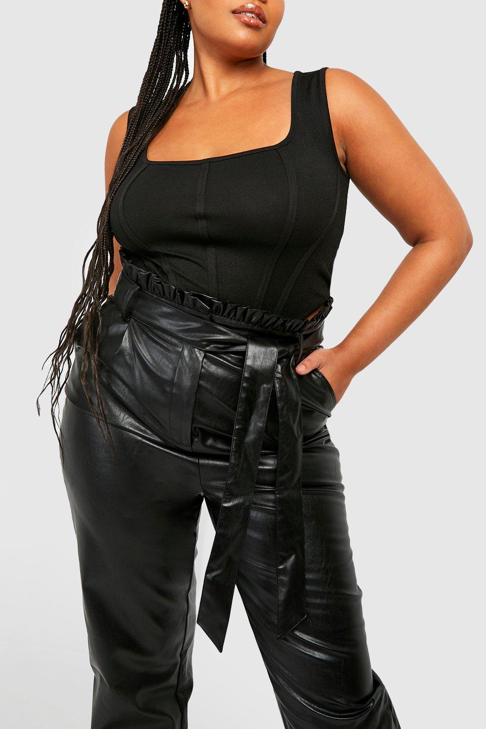 Plus Size Anika Faux Leather Paperbag Waist Pants