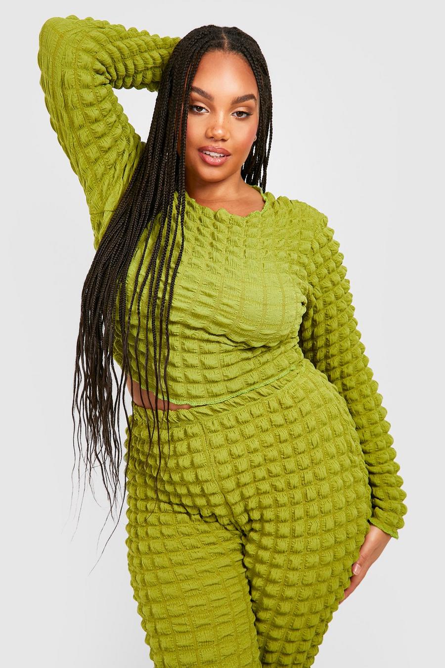 Olive Plus Bubble Jersey Long Sleeve Top image number 1