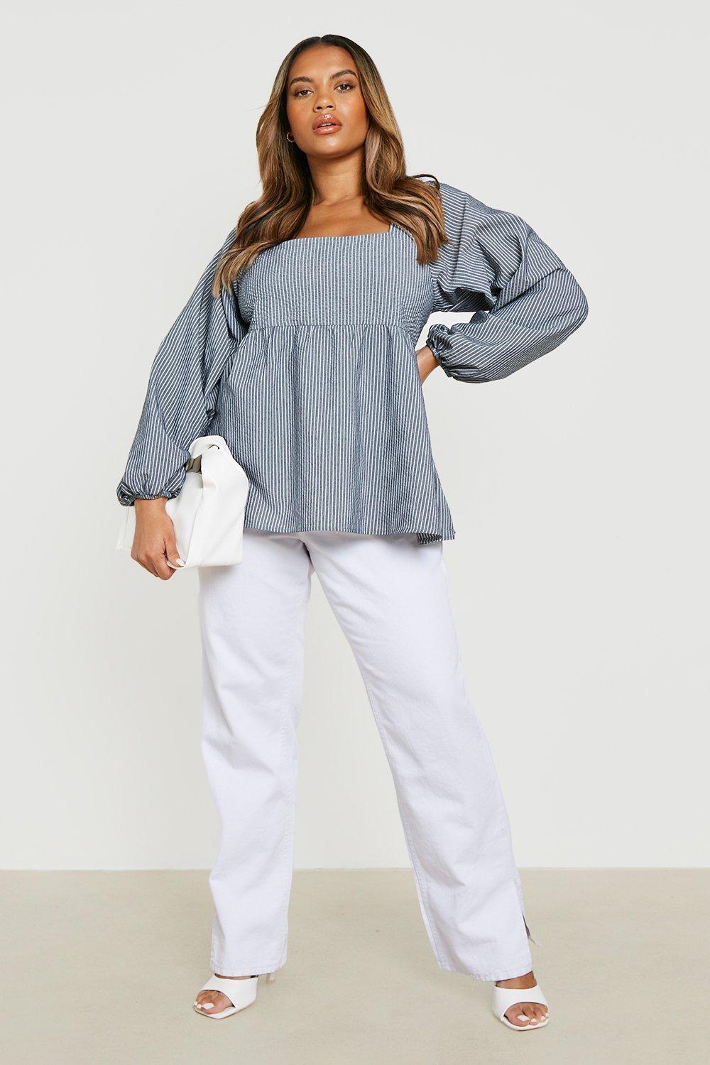 Striped peplum on sale