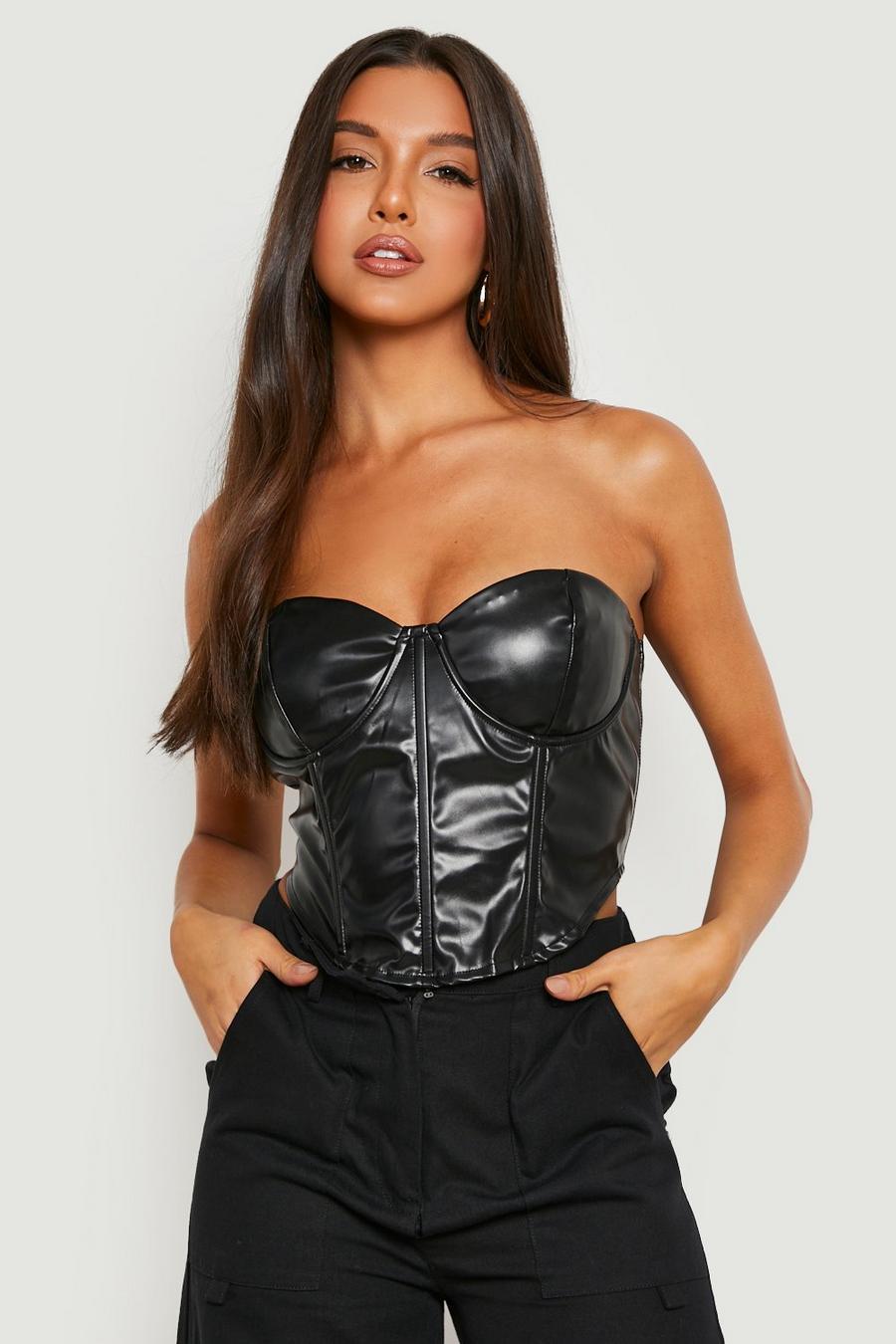 Top corset en simili, Black image number 1