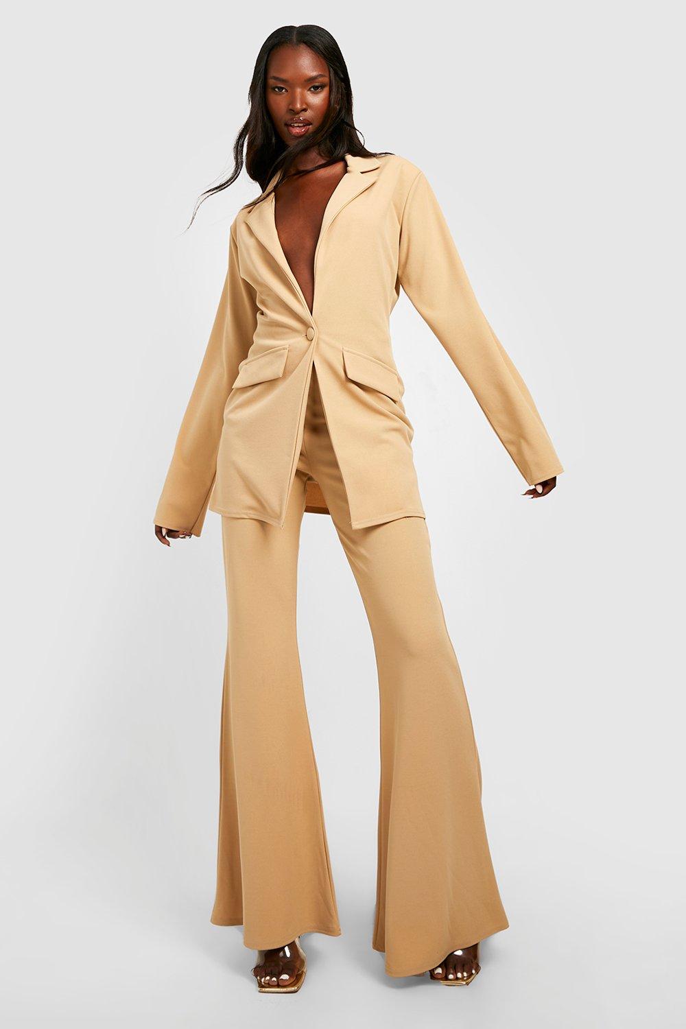 Jersey Knit Fitted Shoulder Pad Blazer | boohoo USA Jersey Knit Fitted Shoulder Pad Blazer | boohoo USA