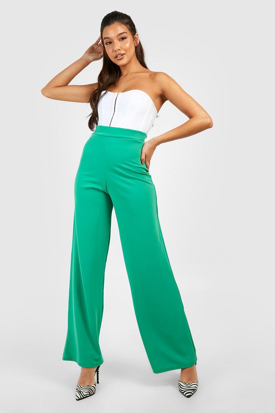 Bright green Jersey Knit Slouchy Wide Leg Pants image number 1