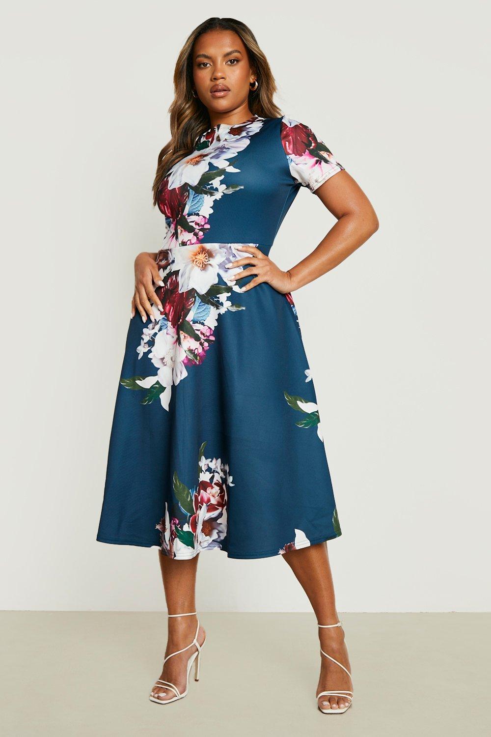 Ladies navy floral dress best sale