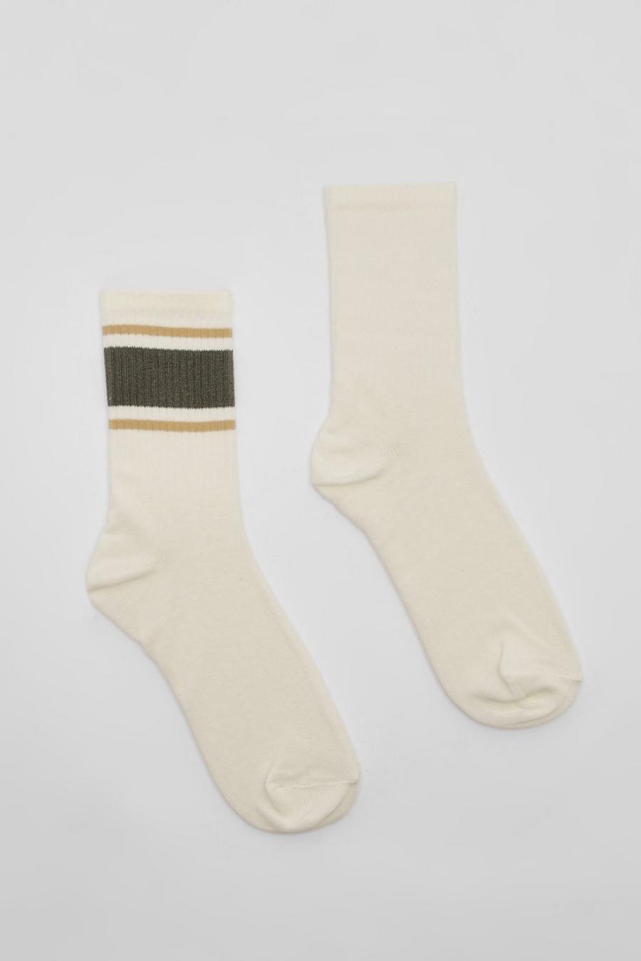 Pack de 2 pares de calcetines deportivo con línea ancha, Neutral image number 1