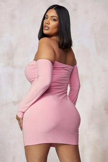 Sleeve Detail Bandeau Dress pink