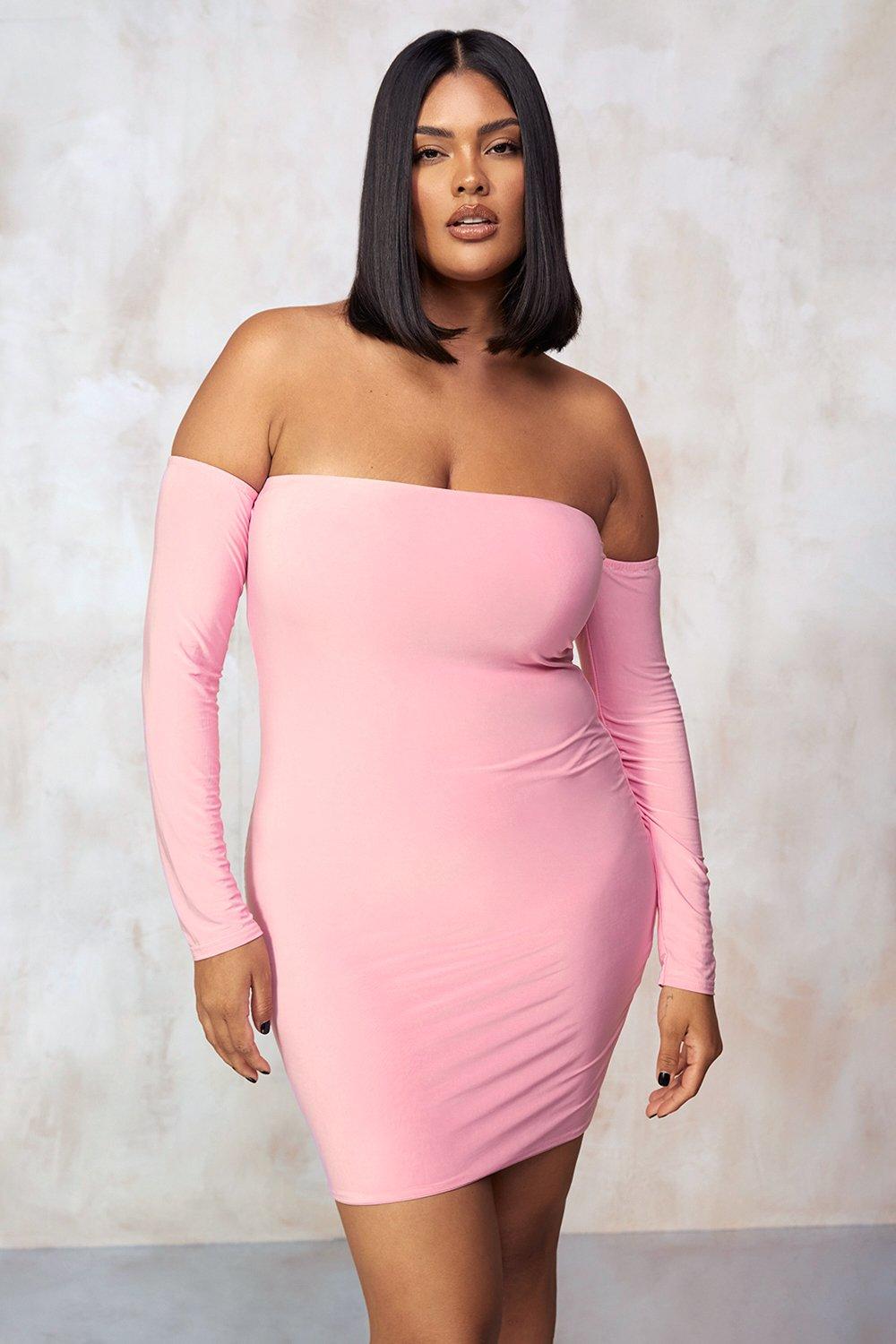 Kourtney Kardashian Barker Sleeve Detail Bandeau Dress