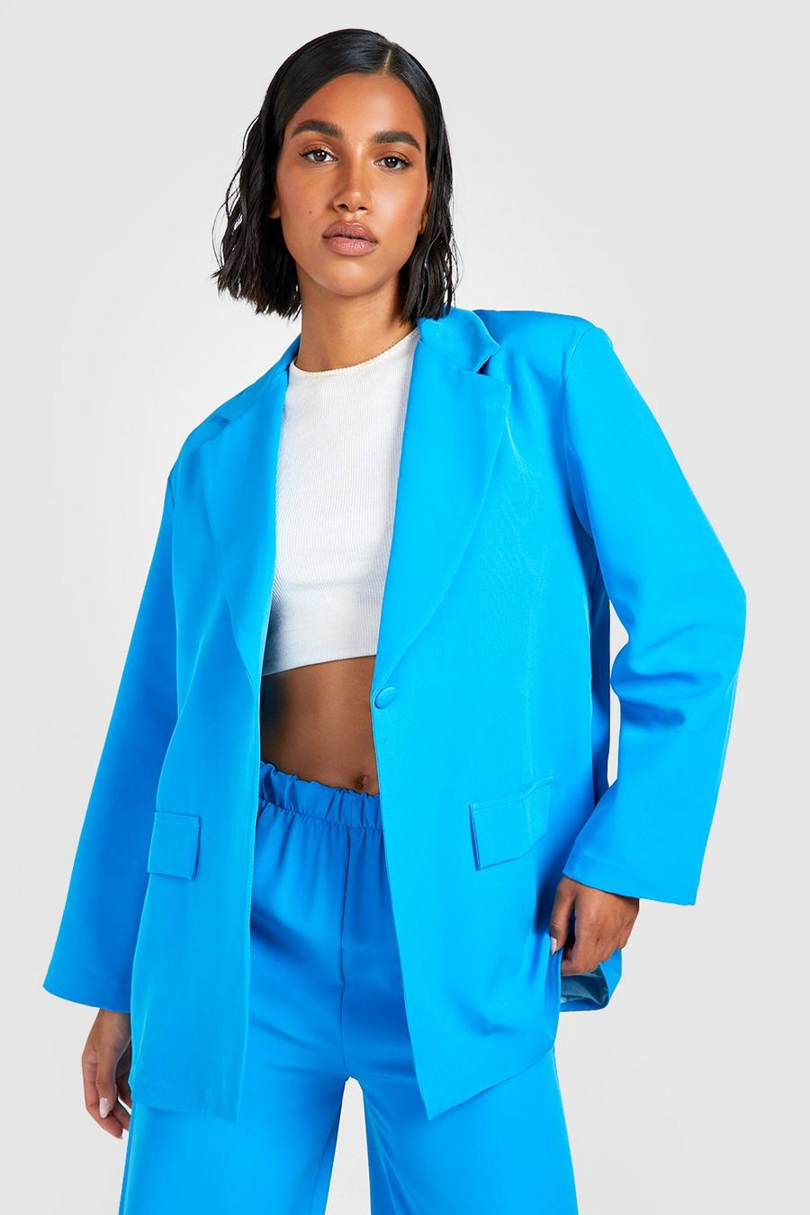 Azure blue Relaxed Fit Oversized Tailored Blazer