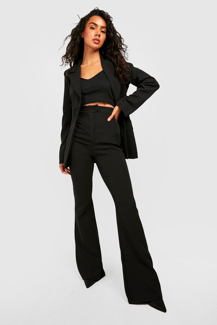 Black Seam Front Fit & Flare Tailored Trousers  image number 1