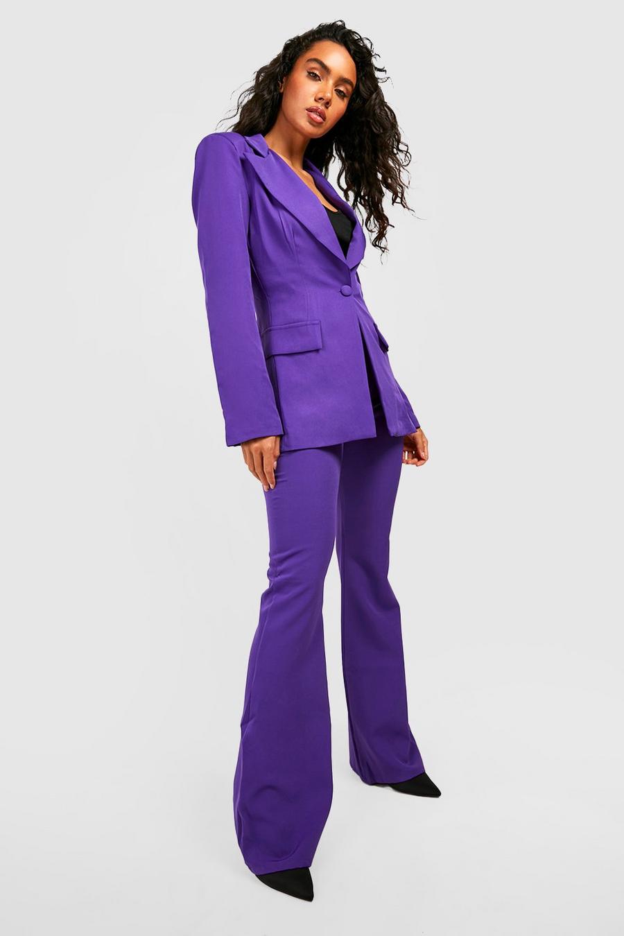 Purple Seam Front Fit & Flare Dress Pants