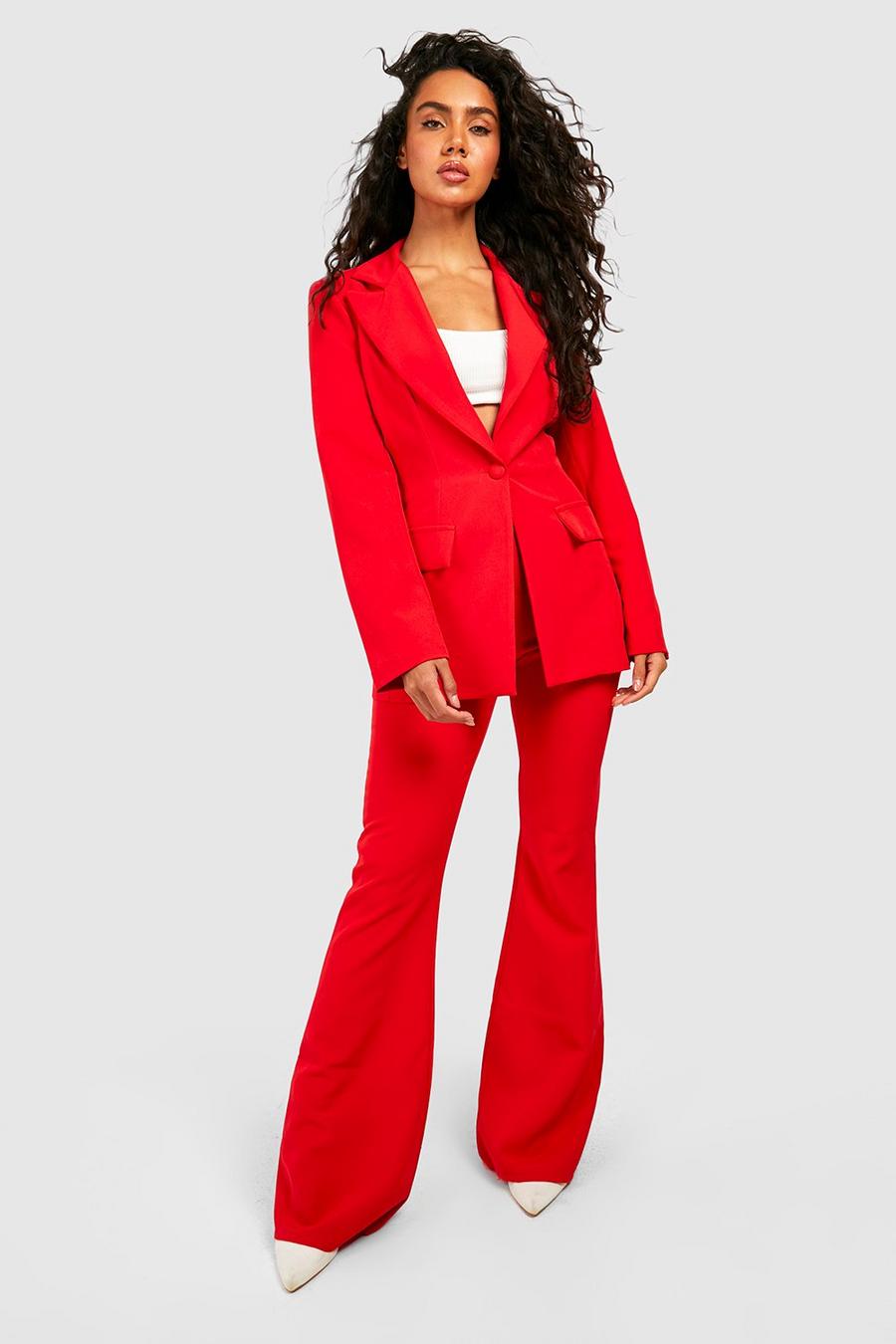 Red Seam Front Fit & Flare Tailored Pants image number 1