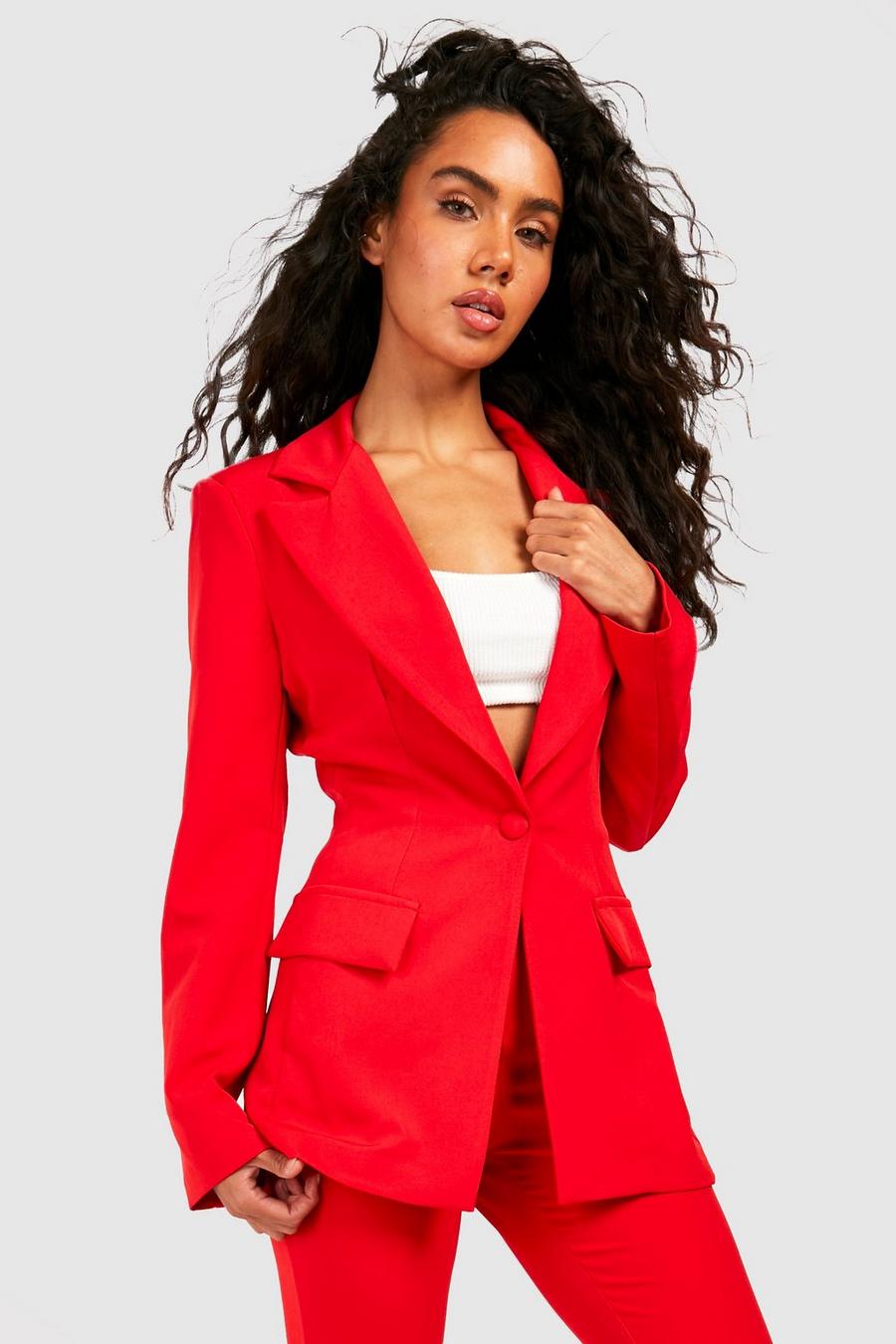 Fitted Contour Tailored Blazer, Red rojo