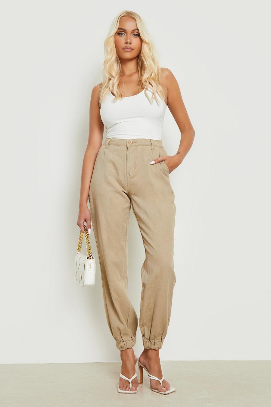 Stone beige High Waisted Relax Fit Cargo Pants
