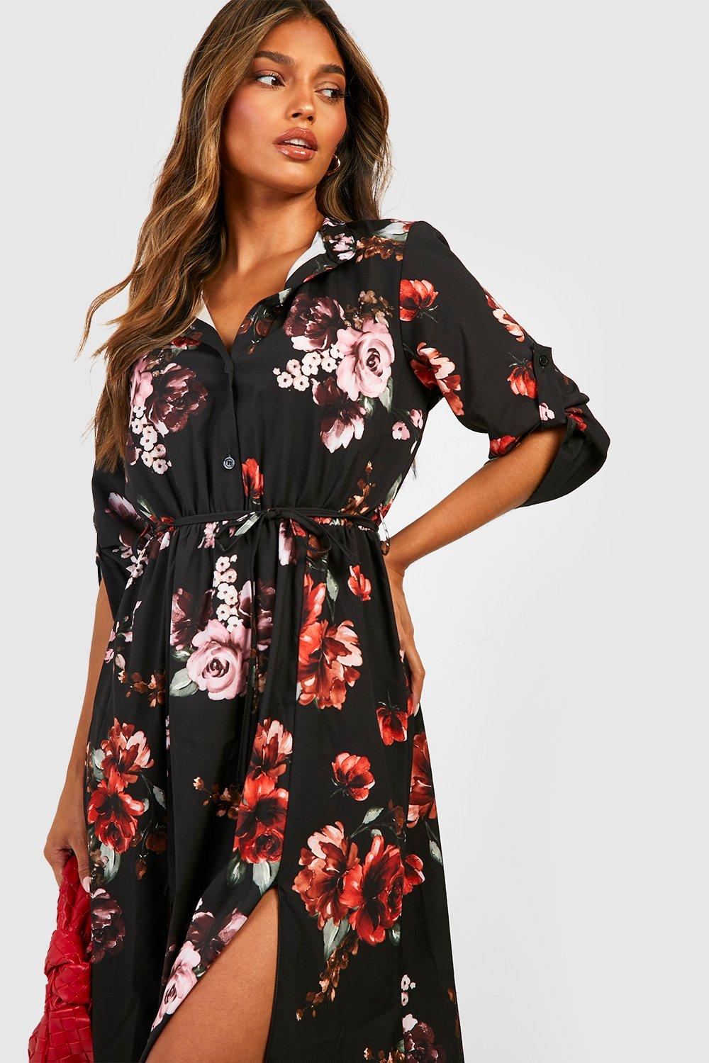 Floral Midi Shirt Dress
