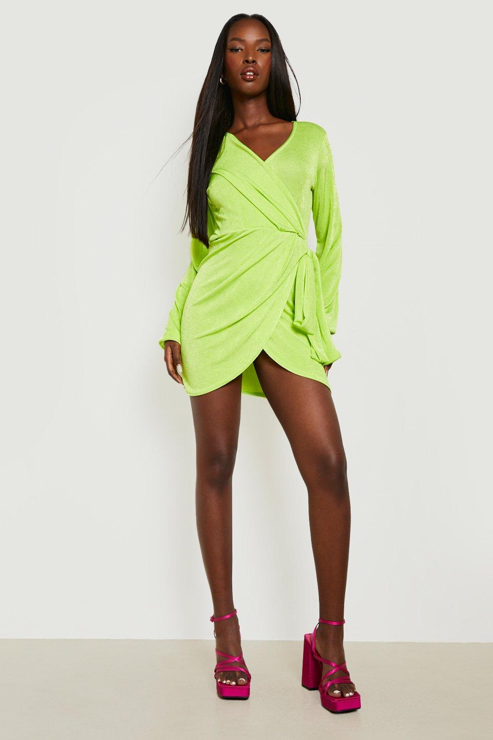 Boohoo slinky 2024 wrap dress