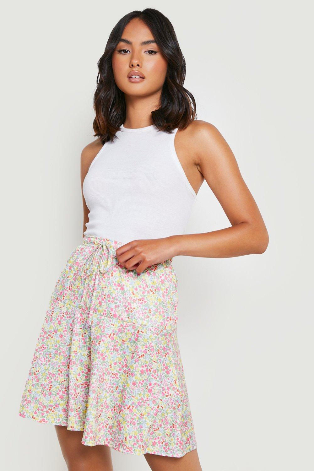 Floral drawstring outlet skirt