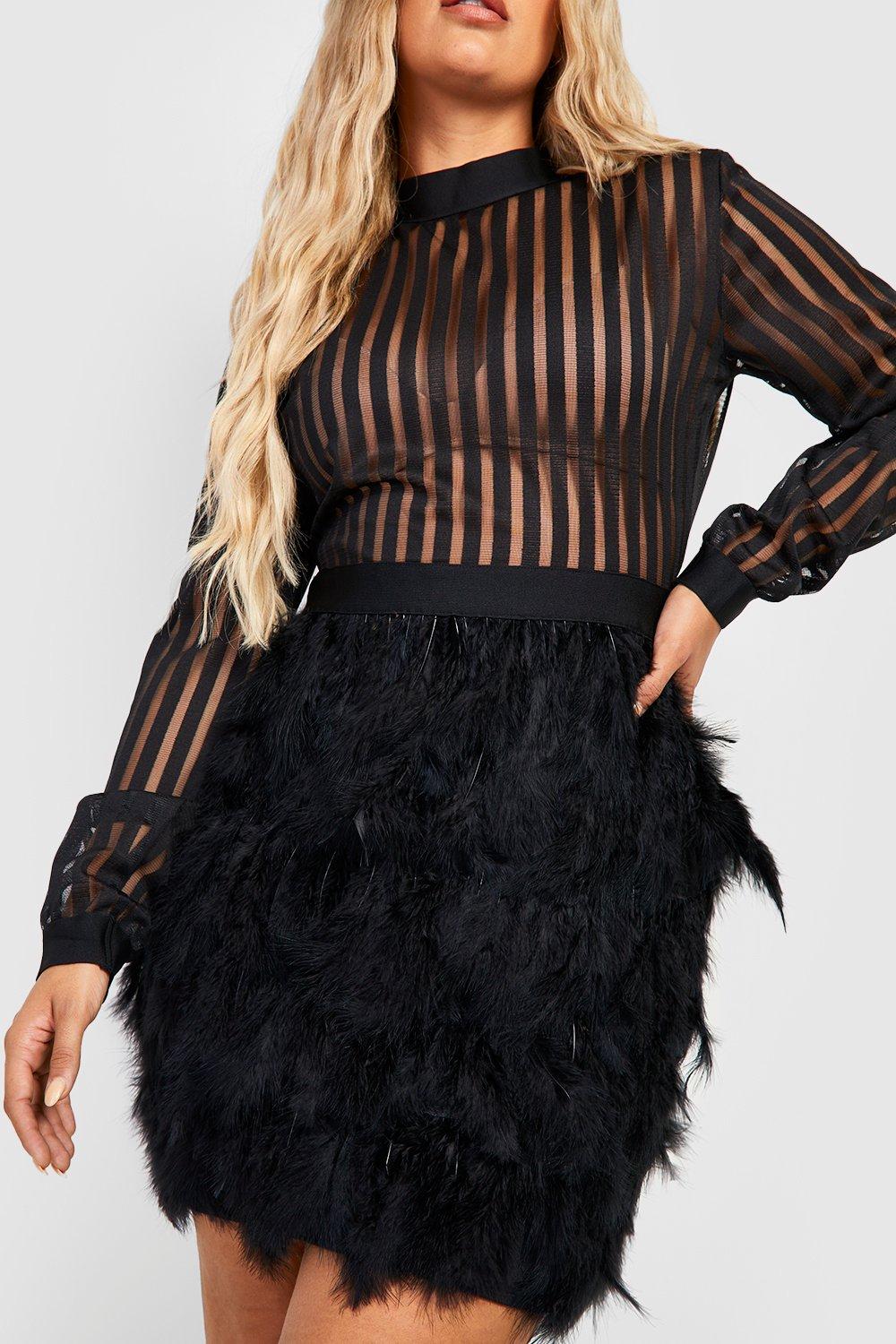 Feather skirt bodycon outlet dress