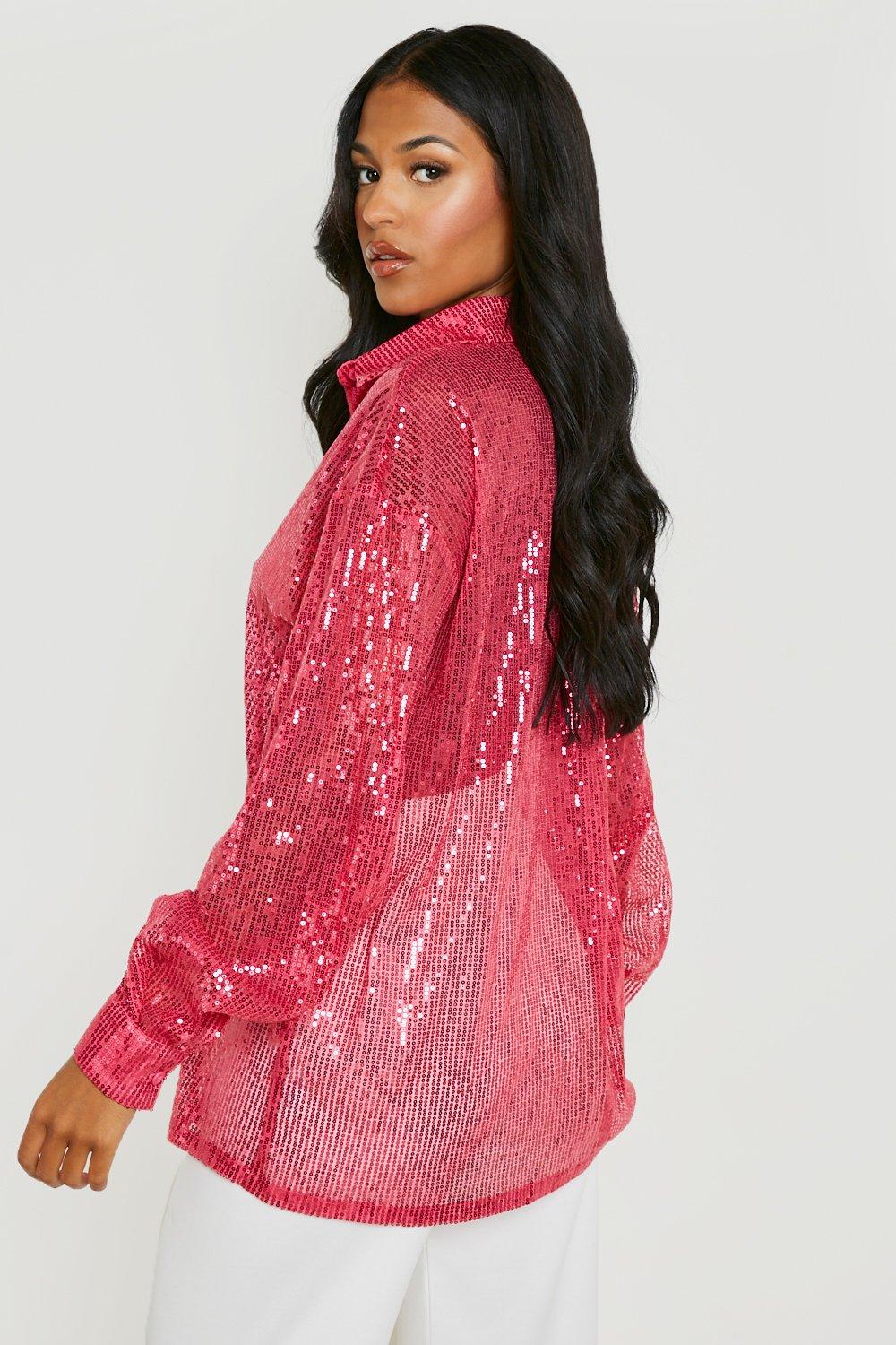 Oversized Sheer Sequin Shirt