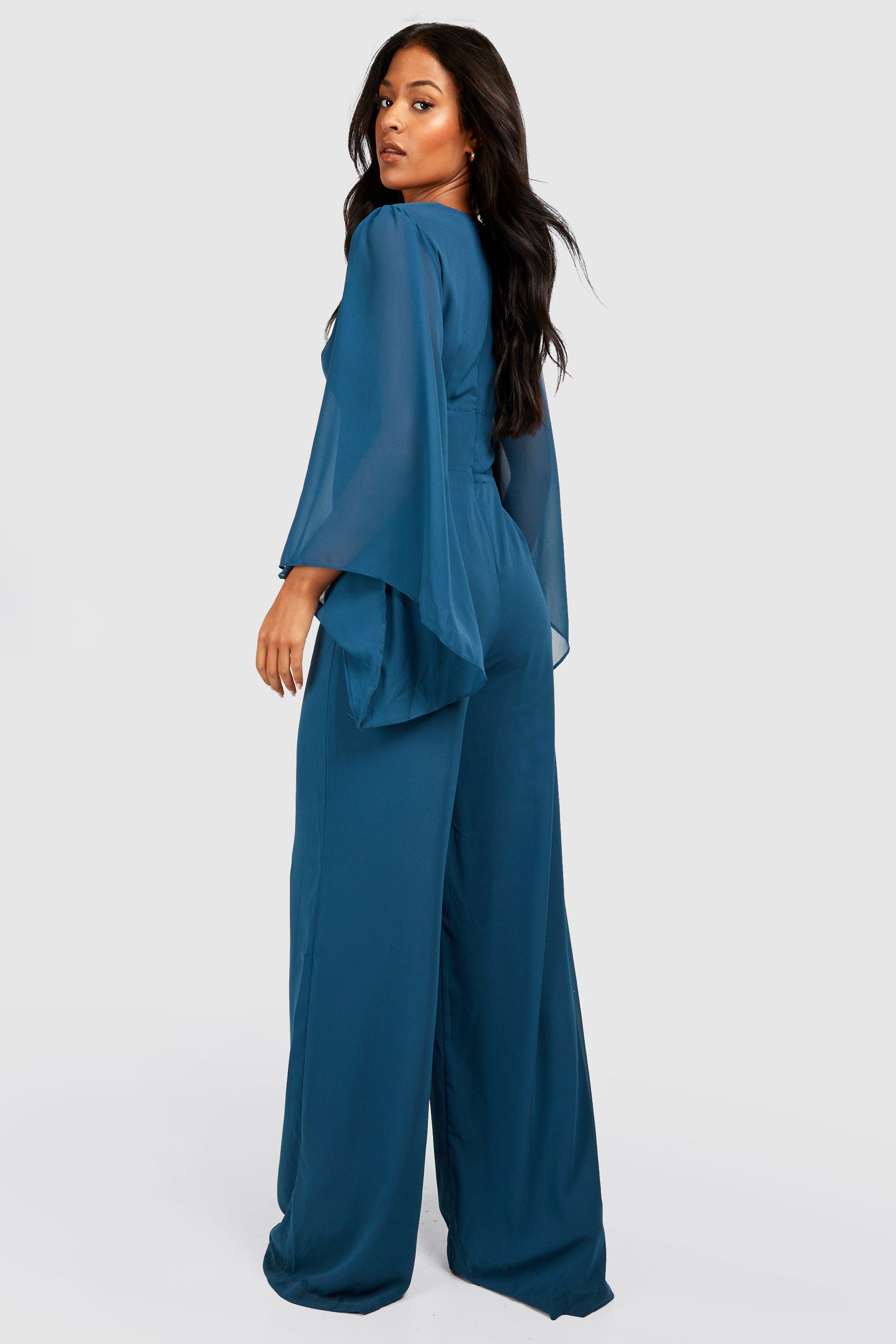 Plus Size Celina Chiffon Long Sleeve Jumpsuit