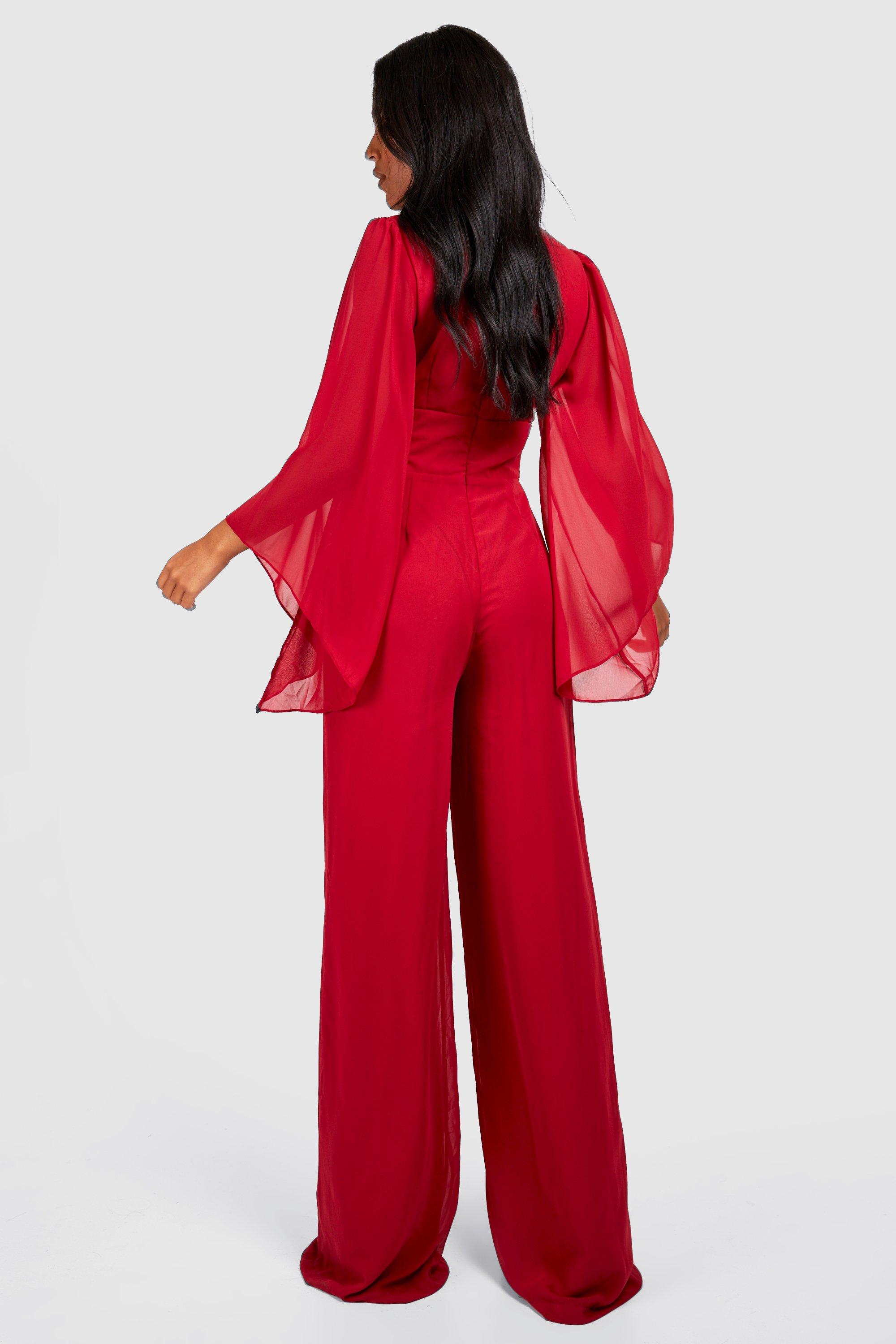 Warehouse chiffon cheap sleeve jumpsuit