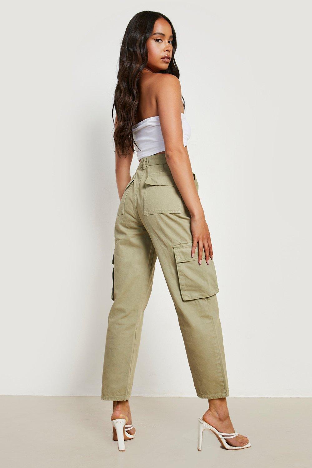 Petite Washed Loose Fit Cargo Jeans