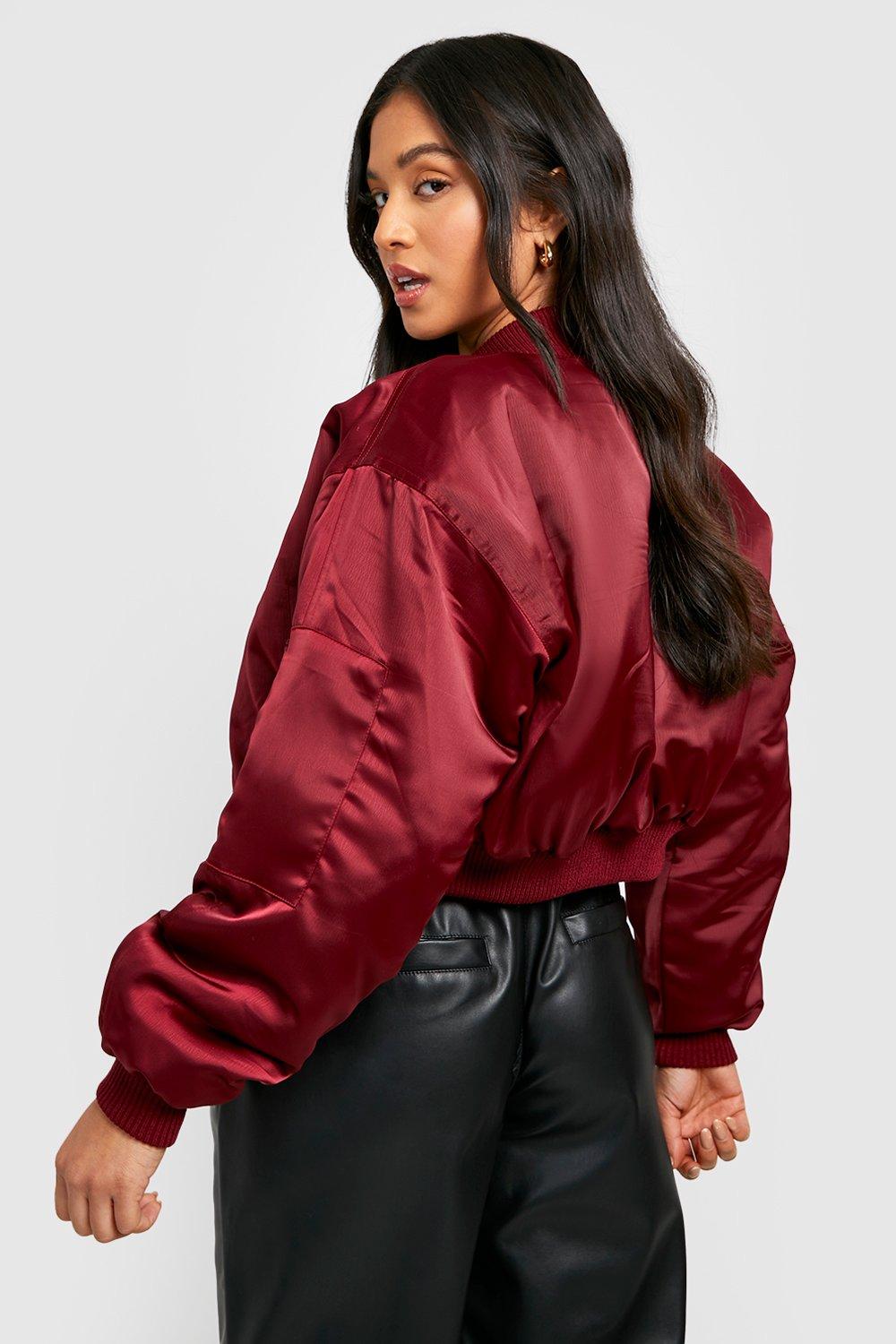 boohoo Women's Crop Zip Detail Bomber Jacket