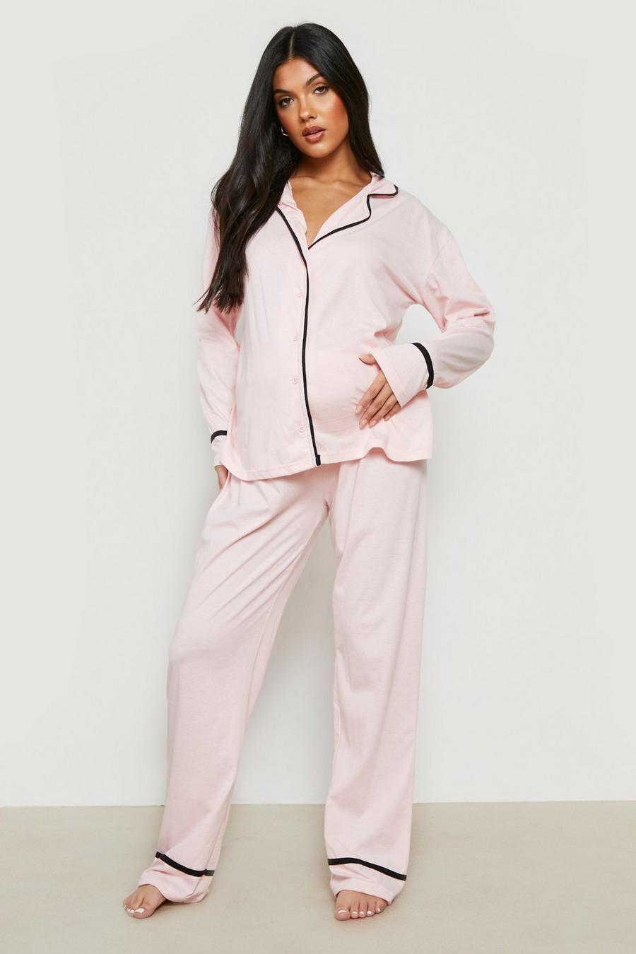 Pijama Premamá con detalle de ribete, Pink rosa