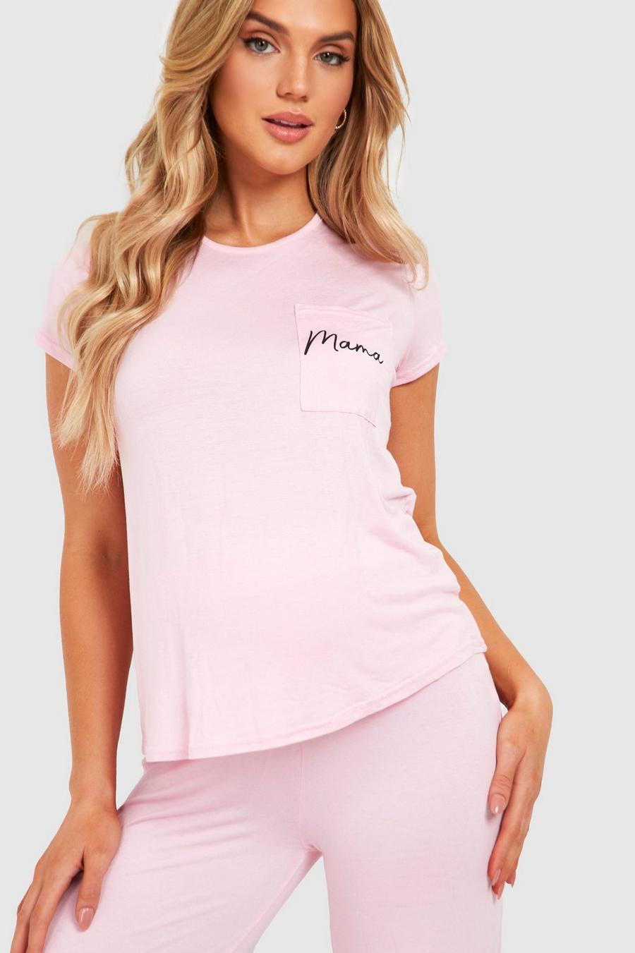 Pink Maternity Mama Pocket T-shirt Pyjama Set image number 1