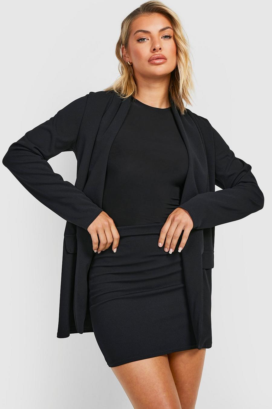 Black Jersey Knit Blazer & Micro Mini Skirt image number 1