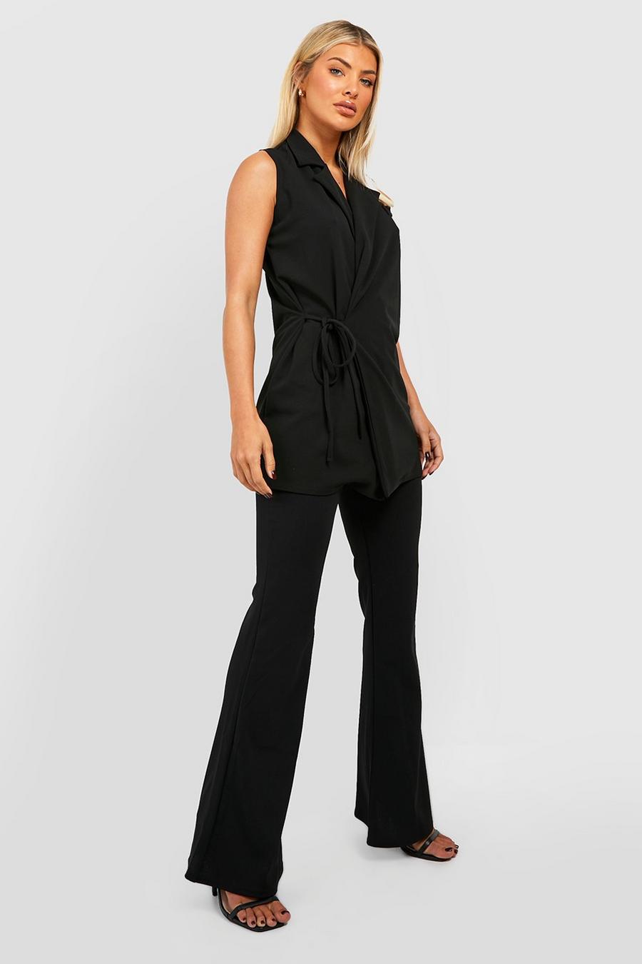 Black Jersey Fit & Flare Trousers image number 1