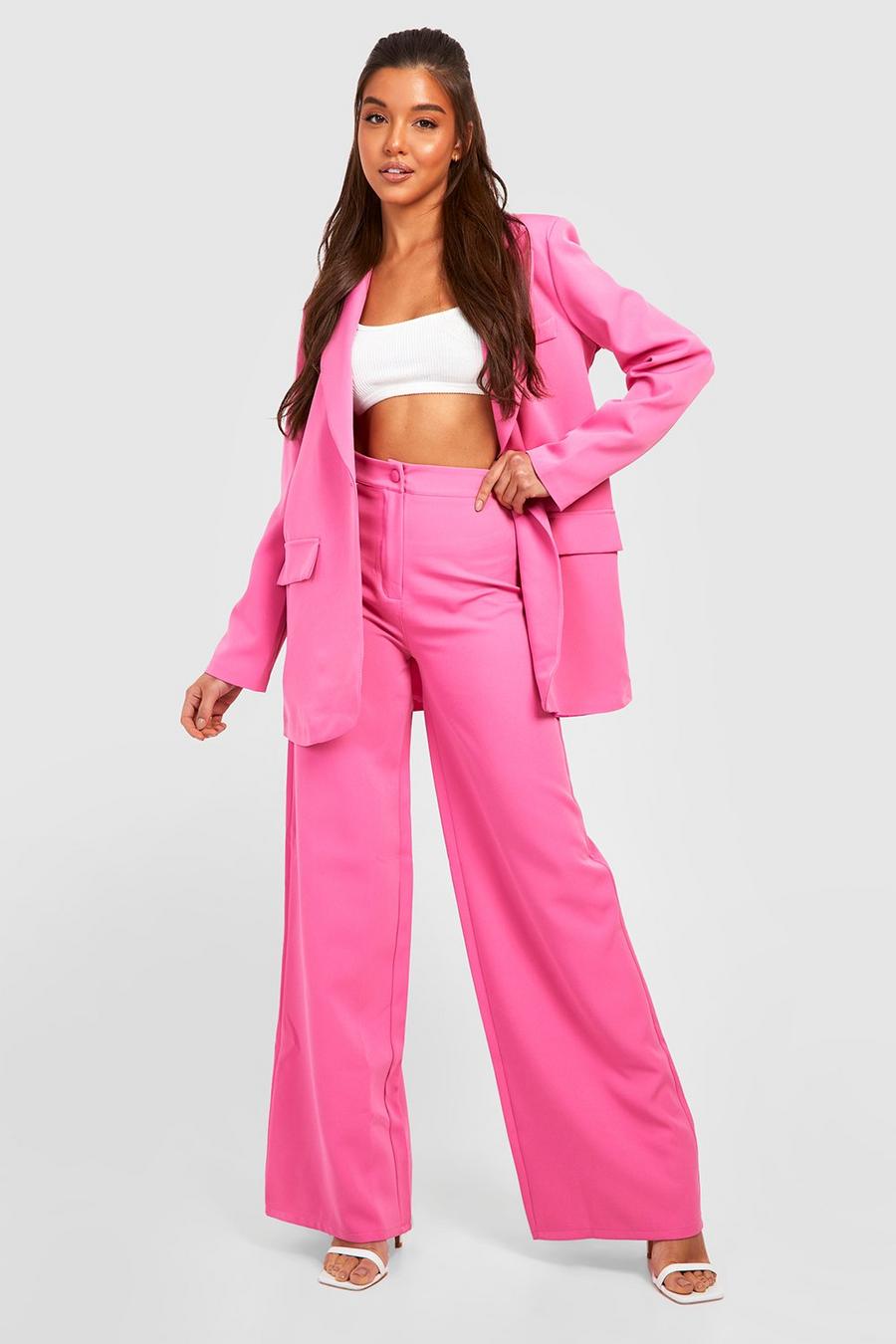 Magenta Relaxed Fit Wide Leg Trousers  image number 1