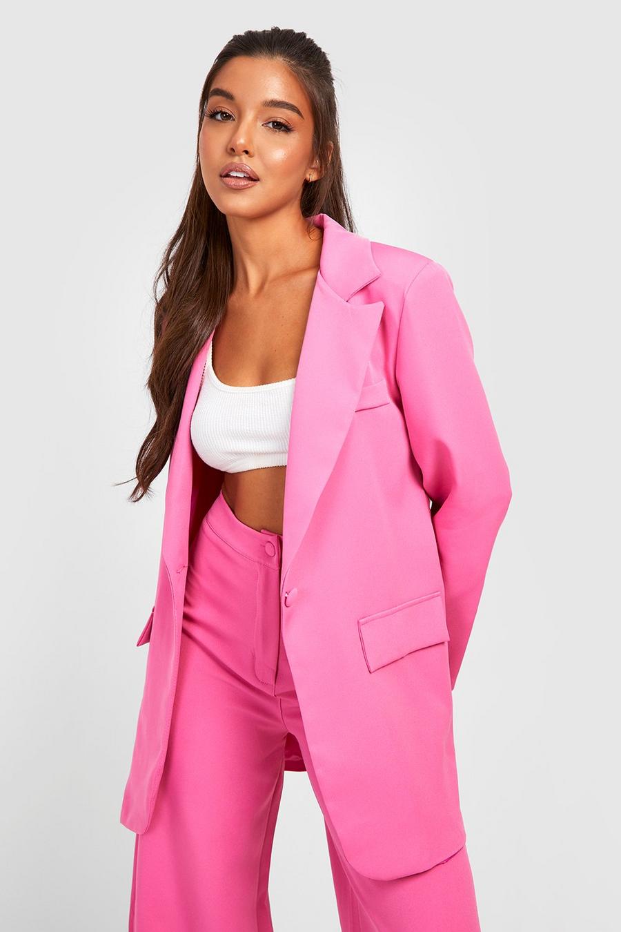 Magenta pink Plunge Relaxed Fit Tailored Blazer